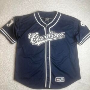 Vintage UNC Tar Heels men's blue baseball jersey embroidered stitch 90s xxl